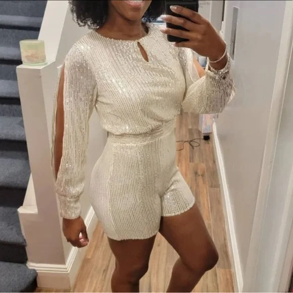 Sequin Split Sleeve Halter - Picture 12 of 14